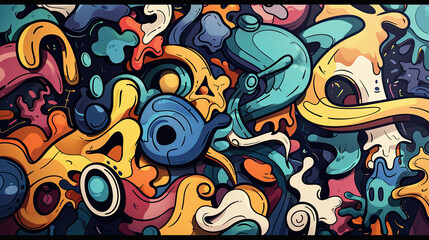 Obraz premium Hand drawn cartoon abstract artistic graffiti background