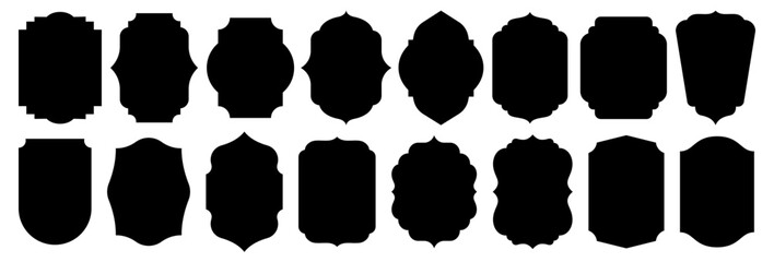 Set of vintage label and badges shape collections. Vector illustration. Black template for patch, insignias, overlay.	
