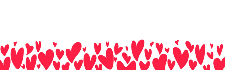 Red hearts border. Valentine's Day or Mother's Day banner