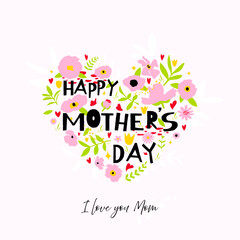 Mother's Day card with flowers and heart - 791405369