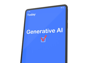 Electronic tablet with calendar app and text Generative AI. Scheduling concept, deadline control. 3D illustration. - obrazy, fototapety, plakaty