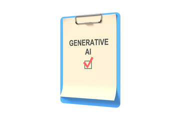 Clipboard checklist text Generative AI. The concept of planning and execution. 3D illustration.