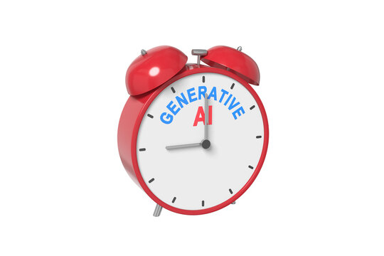 Ringing alarm clock text Generative AI. Deadline concept. 3D illustration.