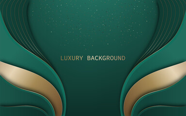 Green and gold abstract layered background. Luxury style. Vector illustration