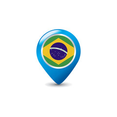 Brazil Flag on Colorful Map Pointer