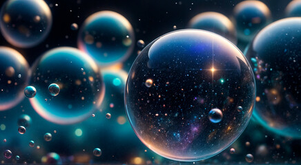Naklejka premium Transparent soap bubble close-up