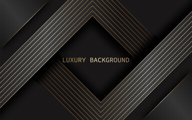 Abstract elegant black background with golden lines. Vector illustration
