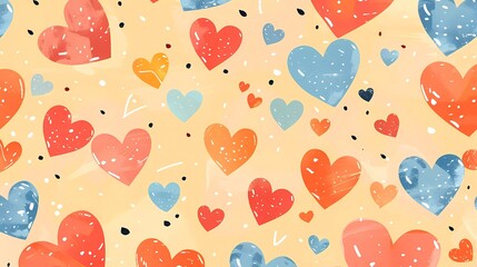 Cute Heart Background Illustration for Wrapping Paper and Large Formats