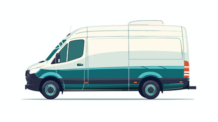 Fototapeta na wymiar Electric light commercial van in white-blue-green 
