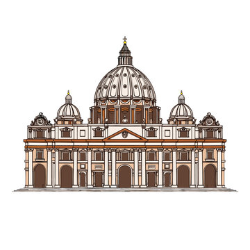 st peter's basilica drawing, brown and white clip art preview