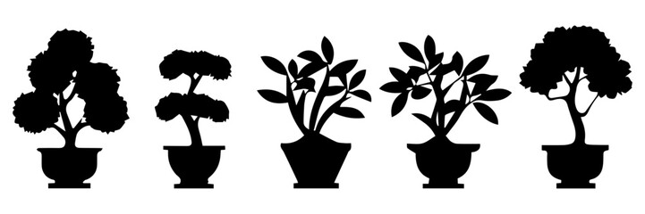 black and white silhouettes of flowers