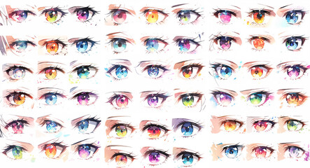 Anime eyes illustration collection professionally designed and colorful details