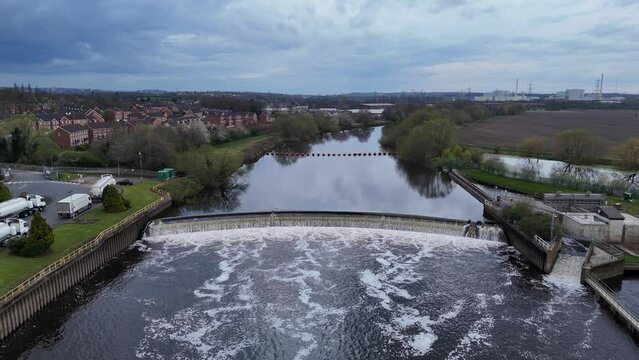 Knottingley Weir
Hydroelectric power plant west Yorkshire UK  drone,aerial