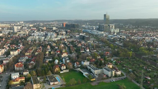Aerial view of cityscape during daytime in Gdańsk, Żabianka.