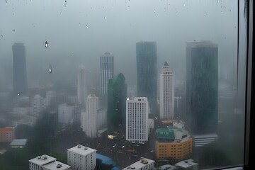 a rainy city scene