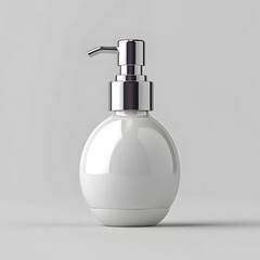 White empty cosmetic liquid dispenser bottle of soap, lotion, shampoo or shower gel mock up isolated on white background