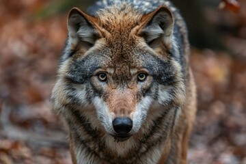 Naklejka na ściany i meble Portrait of a gray wolf (Canis lupus)