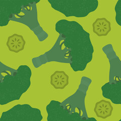 Broccoli Vegetable Seamless Background for Web, Mobile, Card, Sticker, T-Shirt, Textile Shopper Bag and Other Garment.