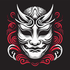 Vector illustration the traditional japanese mask. japanese mask design concept
