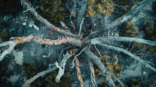 Bird s eye perspective of fallen tree