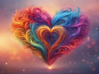 Heart made of colorful hair.