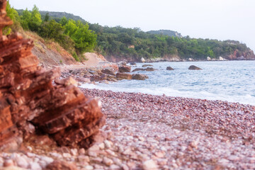 Wild red rocks beach Crvena Glavica, Montenegro