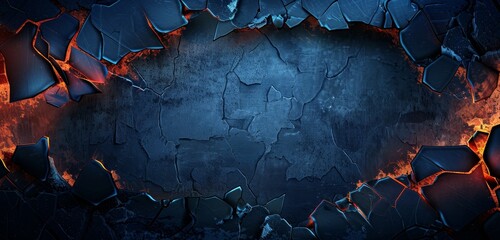 Crystal ice texture with sharp blue shards and a frosty look. - obrazy, fototapety, plakaty