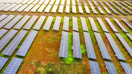 High above, A solar panels stand in perfect formation, choreographed to harness the sun's power. A testament to human ingenuity, they promise a brighter, greener future.

