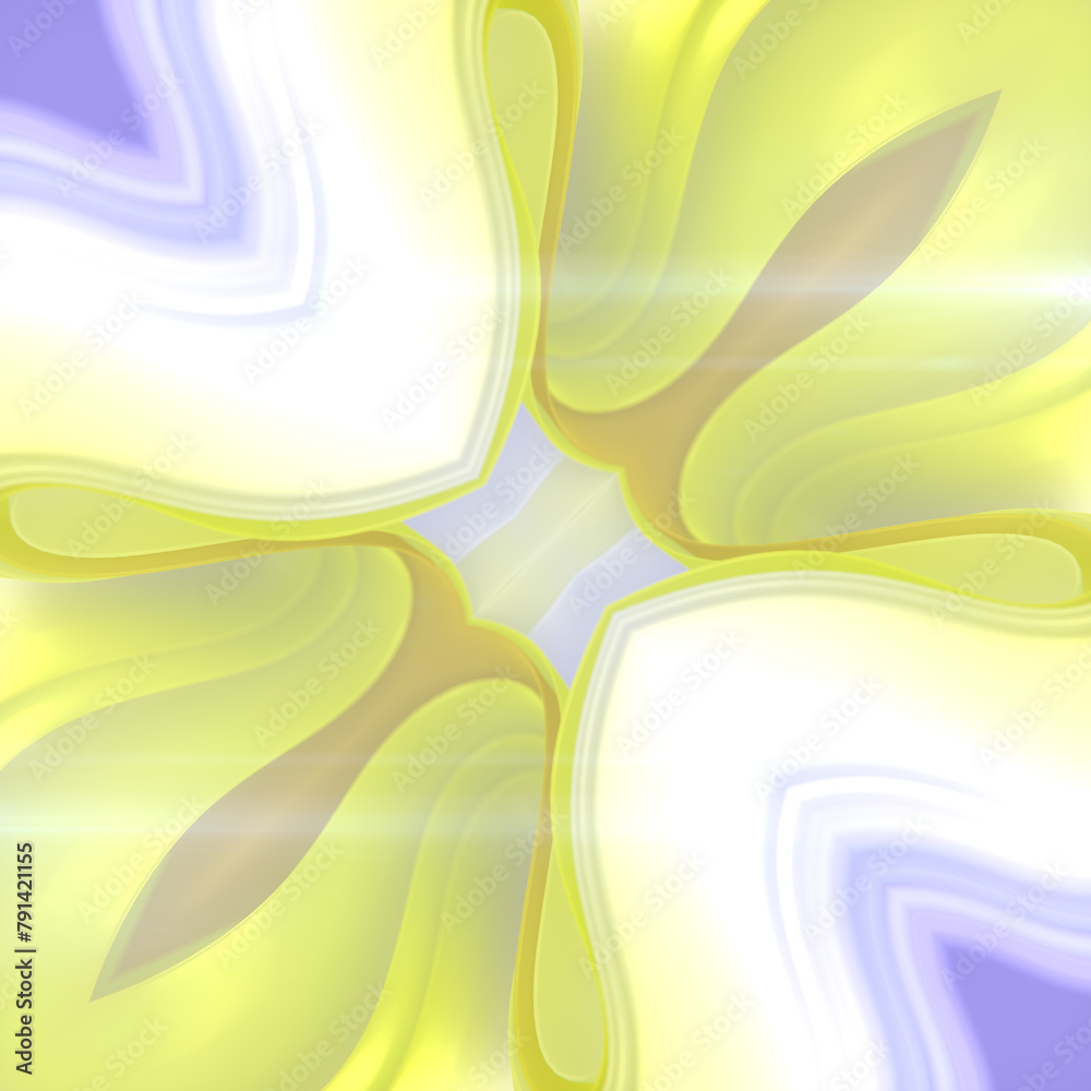 Fototapete abstract symmetrical colorful flying pattern of colorful fabric stripes on purple background. 3d ren