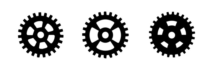 set of black and white gear icons