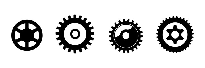 set of black and white gear icons