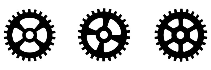 set of black and white gear icons