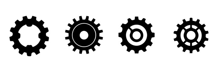set of black and white gear icons