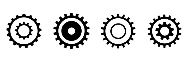 set of black and white gear icons