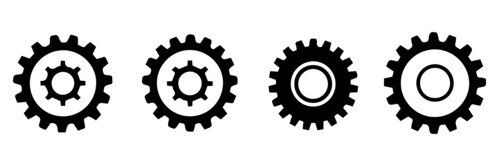 set of black and white gear icons