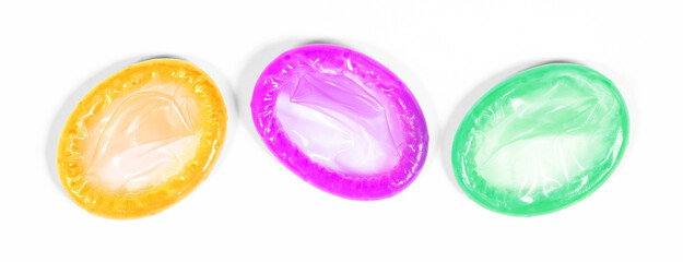 Condoms isolated on solid background