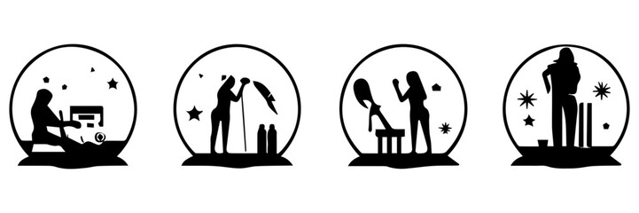 three boards with reflection