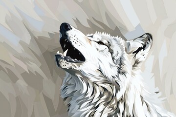 Illustration of a wolf howling on a gray background,  Vector illustration