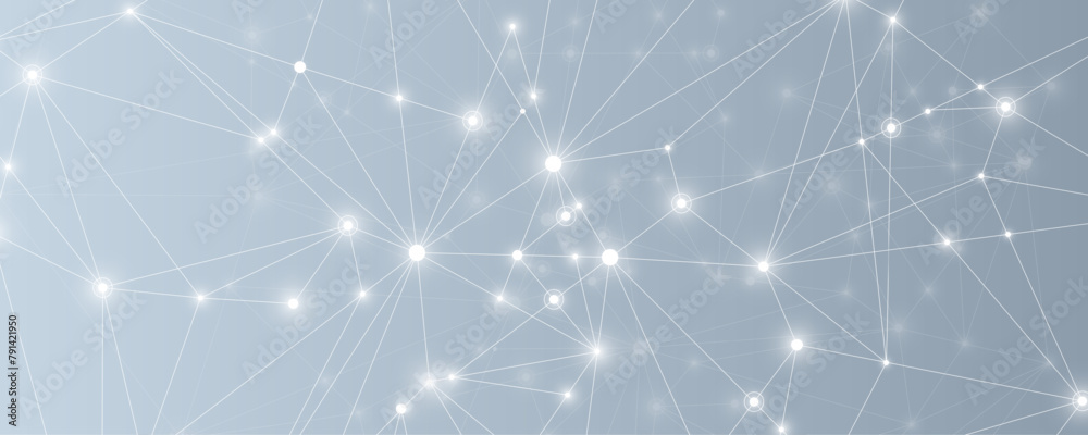 Aufkleber Vector connections of lines and dots. Technology banner template. Graphic abstract background communication. Minimal array with compounds lines and dots. Digital data visualization