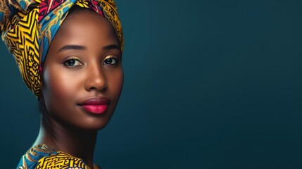 Beautiful amazing Gabon woman on studio background. Copy Space.