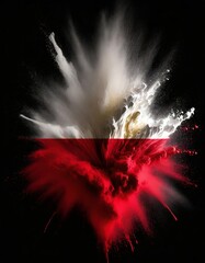 Poland colorful flag holi paint powder explosion on isolated background, generated by AI