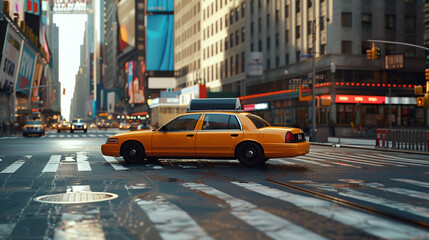 The Pulse of New York: Yellow Taxis Against the Cityscape