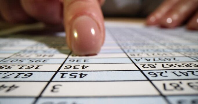 Accountant checks the numbers in the table and financial report