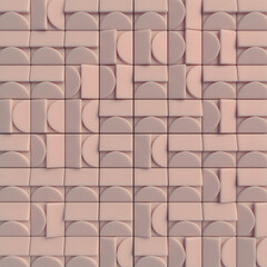 Geometric pattern of intertwining shapes in a muted pink color. 3d rendering digital illustration