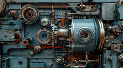 Fotobehang An X-ray image capturing the internal structure of a vintage camera, showcasing the mechanical elegance of its gears and shutter mechanism. © Khalif