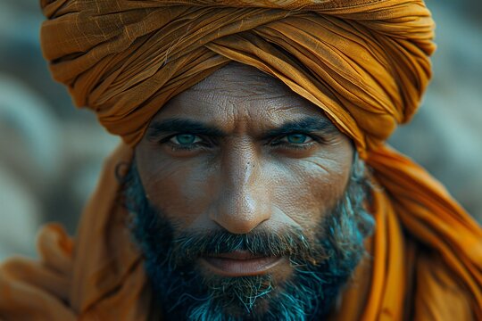 Portrait of an Indian Sadhu (holy man) in the desert