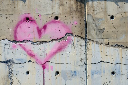 Graffiti heart on the wall,  Abstract grunge background for design