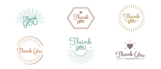 Thank You Icons Set - Different Vector Illustrations Isolated On White Background