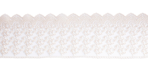 Beautiful lace isolated on white, top view