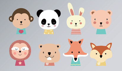 Obraz na płótnie Canvas cute cartoon vector wild animals children zoo